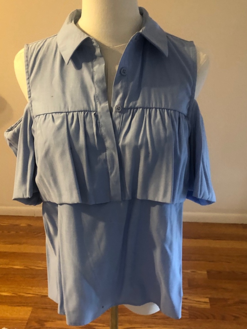 Emerie & Eve Blue Cold Shoulder Shirt